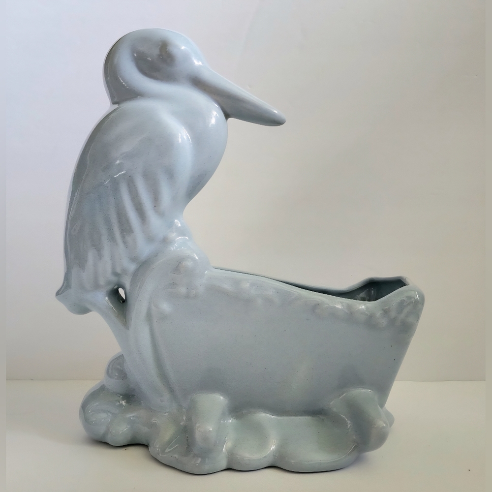 Vntg. Haeger Blue Stork Vessel